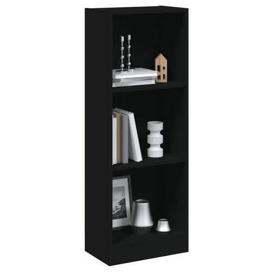 3-Tier Book Cabinet Black 40x24x109 cm Engineered Wood