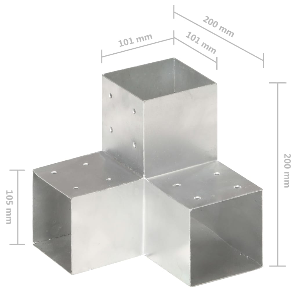 Post Connectors 4 pcs Y Shape Galvanised Metal 101x101 mm