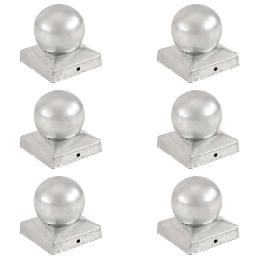 Post Caps 6 pcs Globe Final Galvanised Metal 91x91 mm