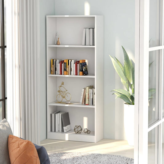 4-Tier Book Cabinet White 60x24x142 cm Engineered Wood