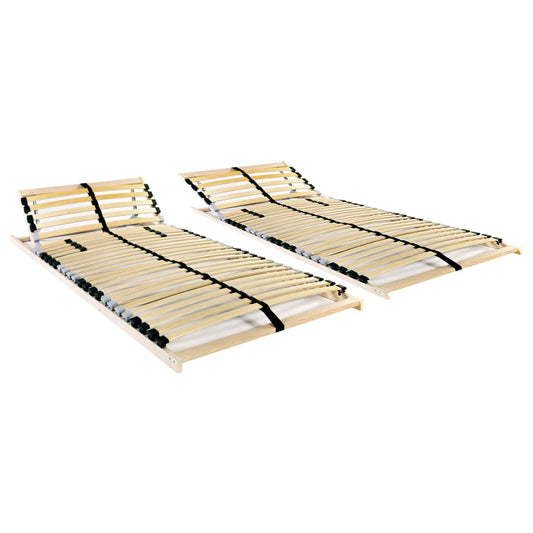 Slatted Bed Bases without Mattress 2 pcs with 28 Slats 90x200 cm