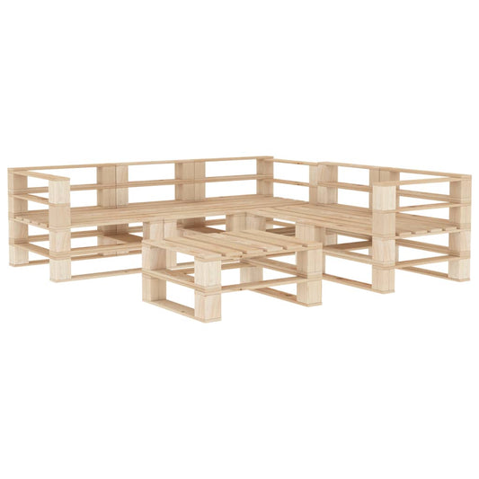 6 Piece Garden Pallets Lounge Set Wood