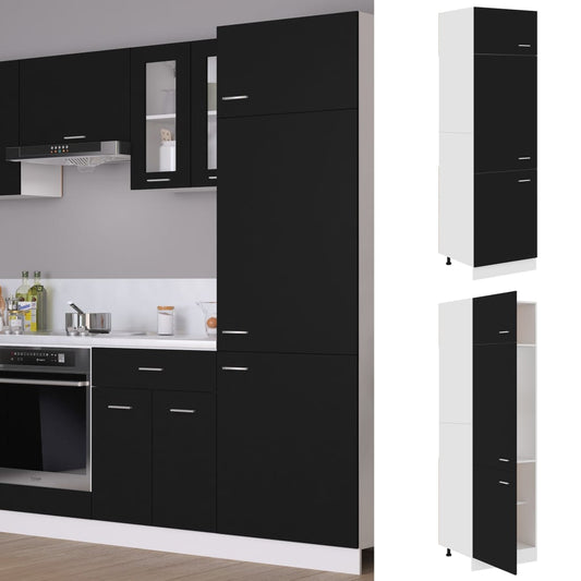 Refrigerator Cabinet Lyon Black 60x57x207 cm Engineered Wood