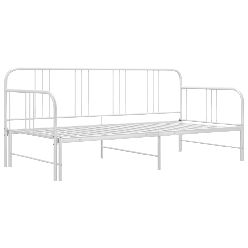 Pull-out Sofa Bed Frame without Mattress White Metal 90x200 cm