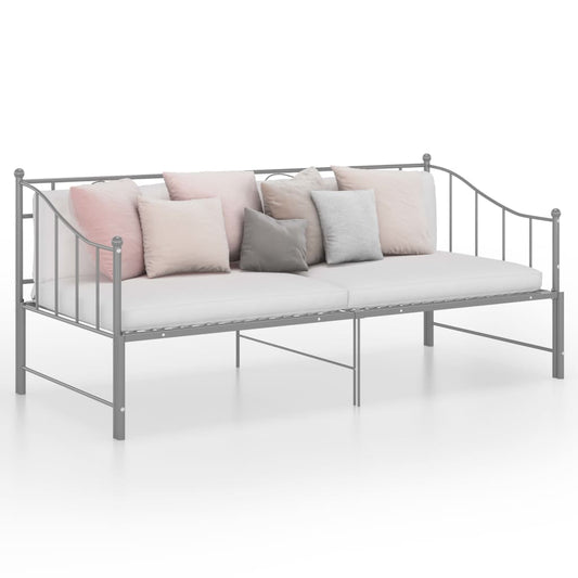Pull-out Sofa Bed Frame without Mattress Grey Metal 90x200 cm