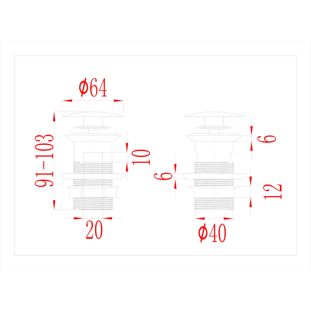 Push Drain with Overflow Function Grey 6.4x6.4x9.1 cm