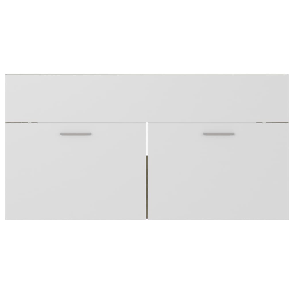 2 Piece Bathroom Furniture Set White and Sonoma Oak Engineered Wood