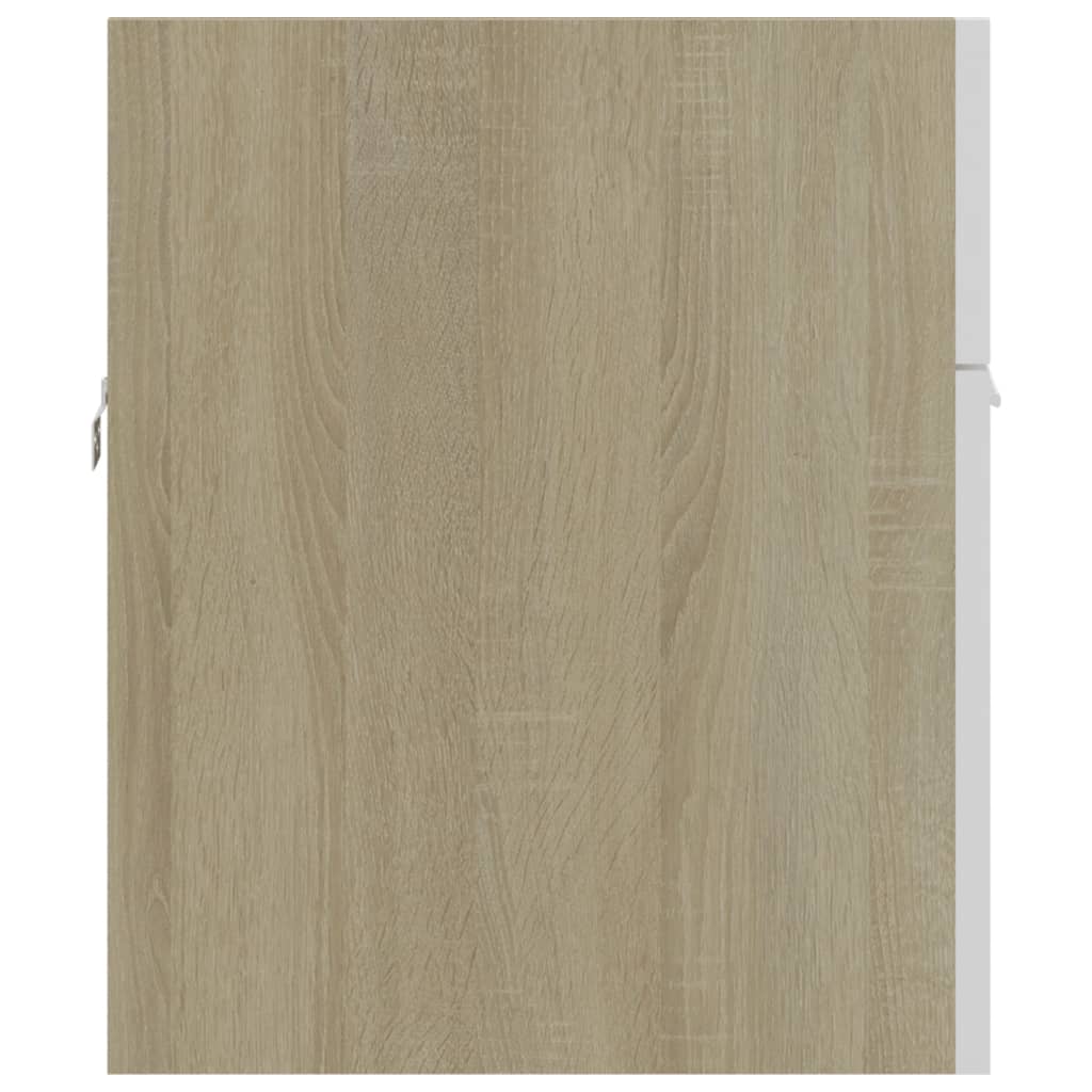 2 Piece Bathroom Furniture Set White and Sonoma Oak Engineered Wood