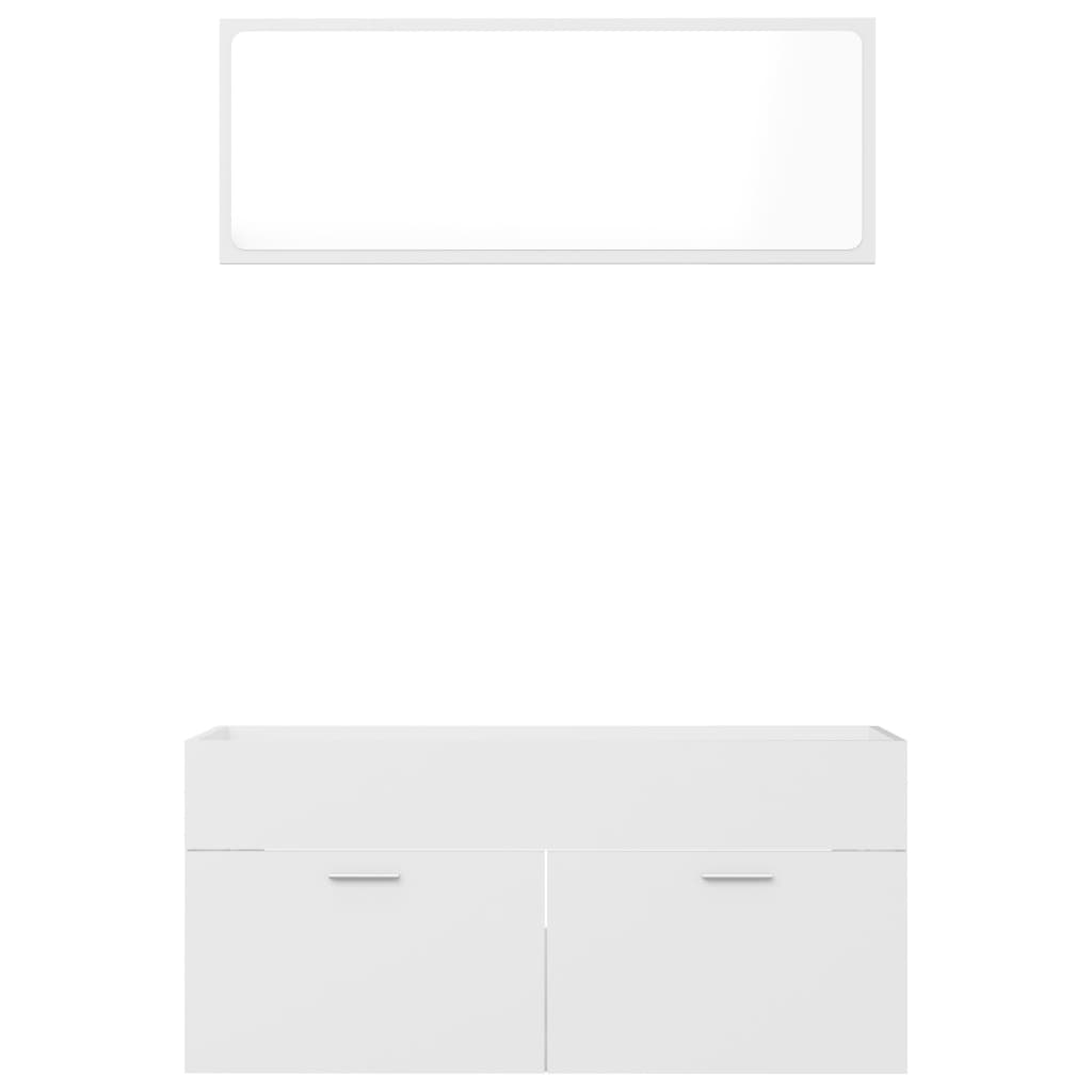 2 Piece Bathroom Furniture Set White Engineered Wood