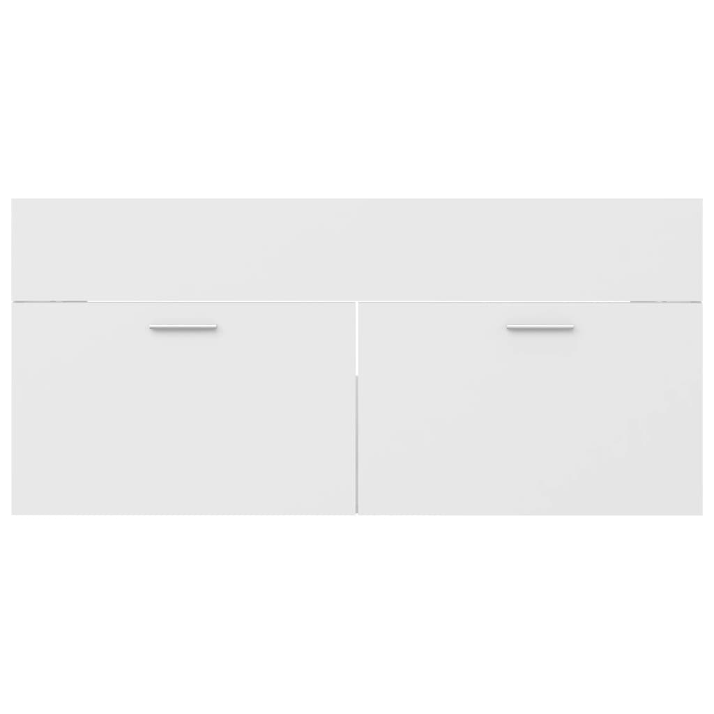 2 Piece Bathroom Furniture Set White Engineered Wood