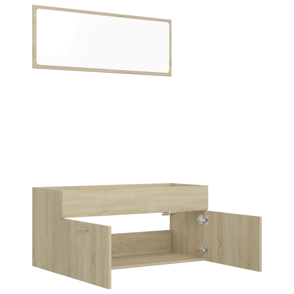 2 Piece Bathroom Furniture Set Sonoma Oak Engineered Wood