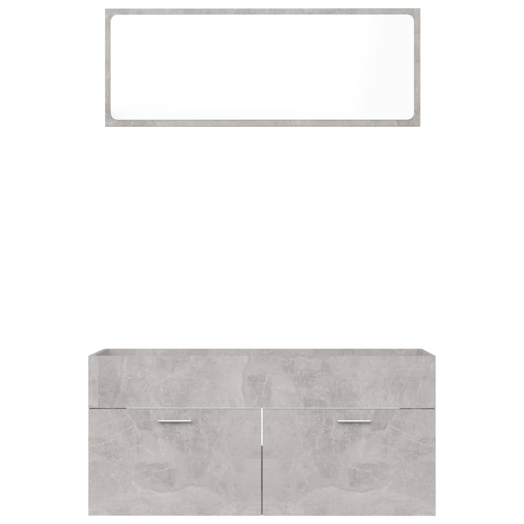 2 Piece Bathroom Furniture Set Concrete Grey Engineered Wood