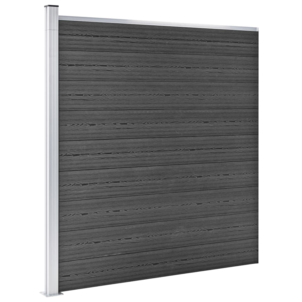 Fence Panel Set WPC 526x186 cm Black