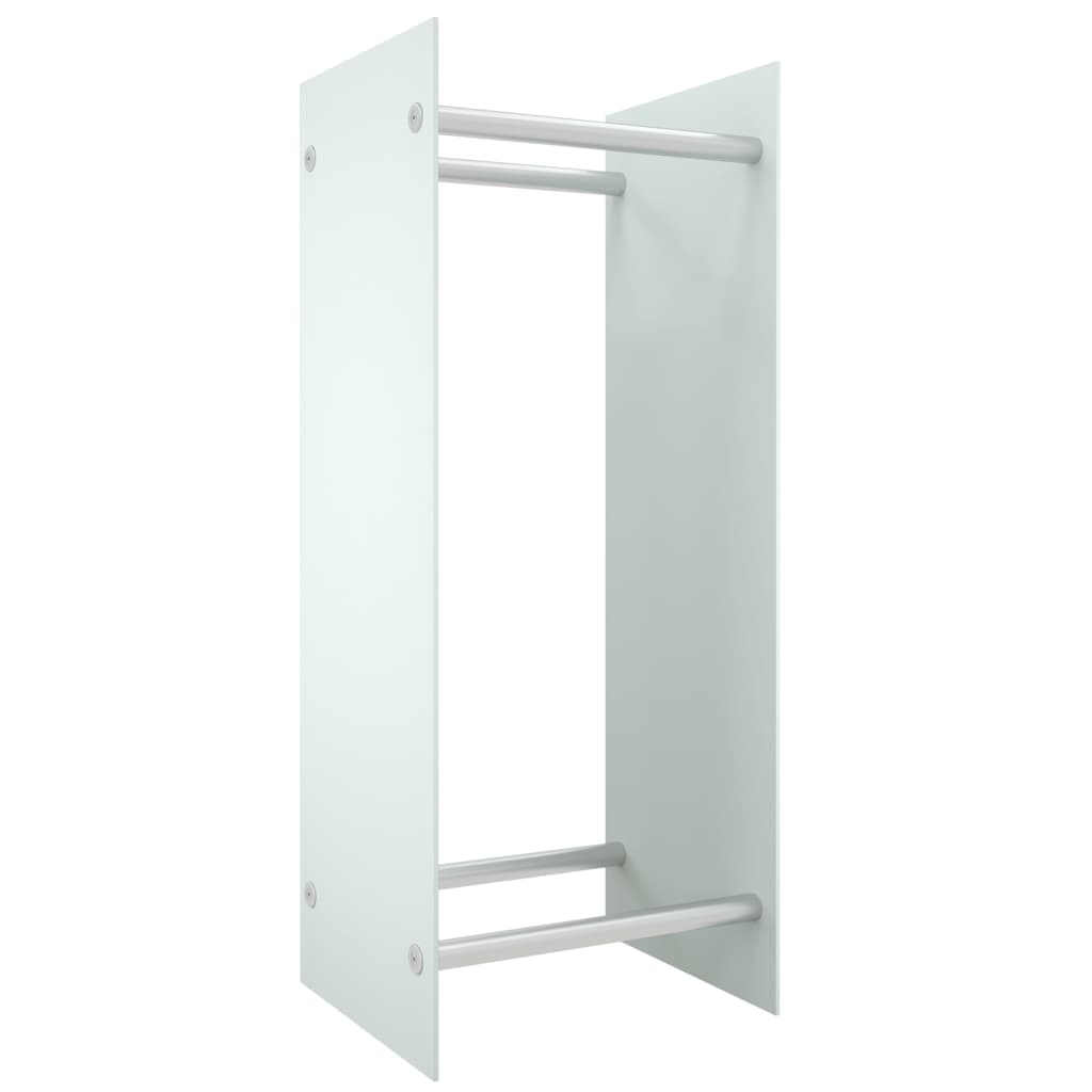 Firewood Rack White 40x35x100 cm Tempered Glass