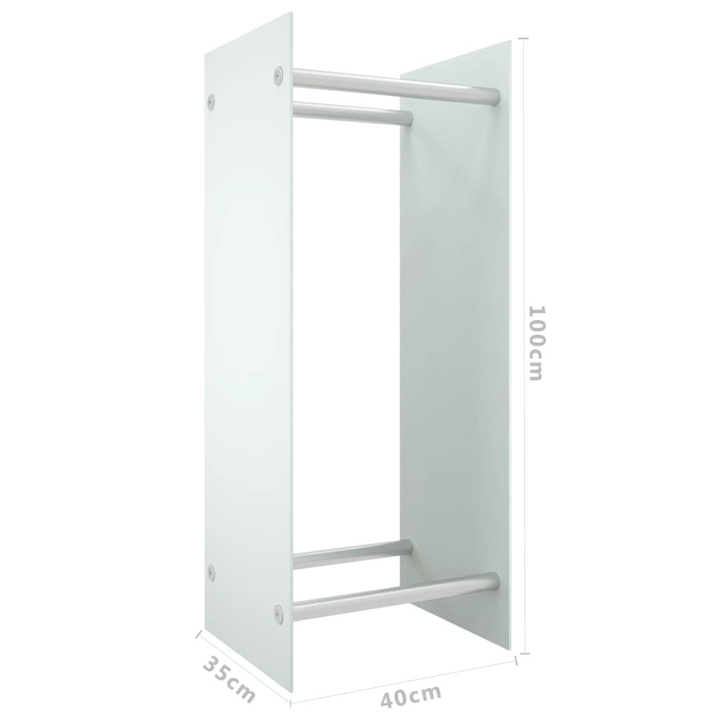 Firewood Rack White 40x35x100 cm Tempered Glass