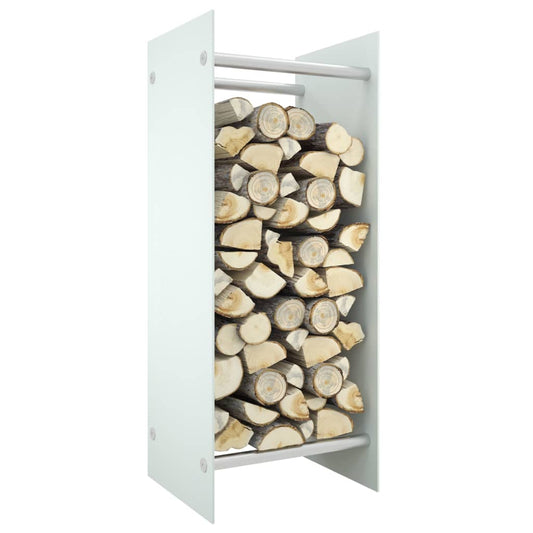 Firewood Rack White 40x35x100 cm Tempered Glass