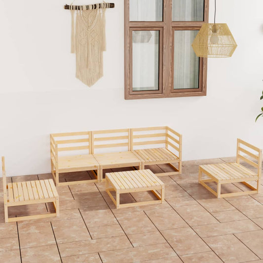 6 Piece Garden Lounge Set Solid Wood Pine