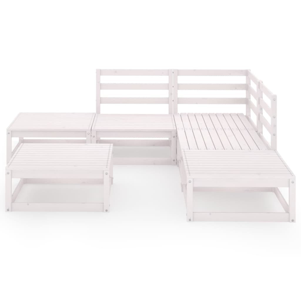 6 Piece Garden Lounge Set White Solid Wood Pine