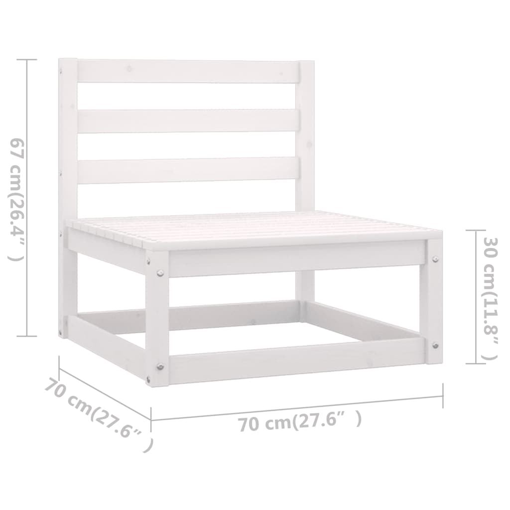 6 Piece Garden Lounge Set White Solid Wood Pine