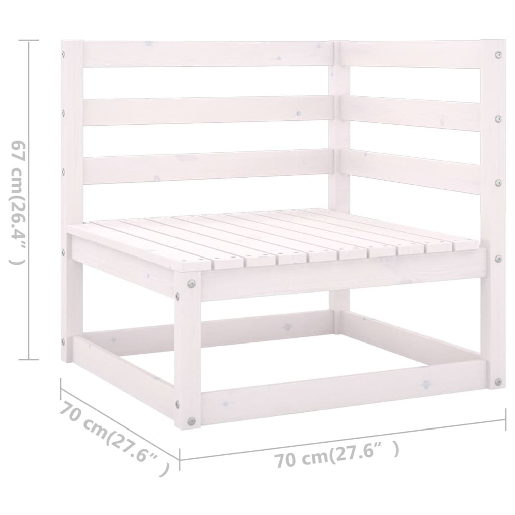 6 Piece Garden Lounge Set White Solid Wood Pine