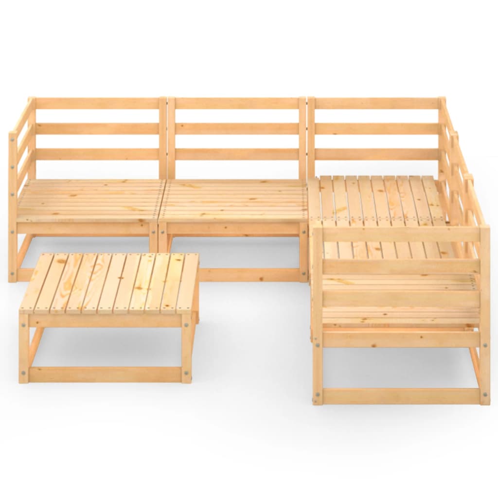 6 Piece Garden Lounge Set Solid Wood Pine