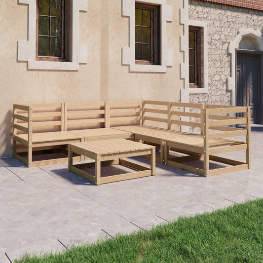 6 Piece Garden Lounge Set Solid Wood Pine