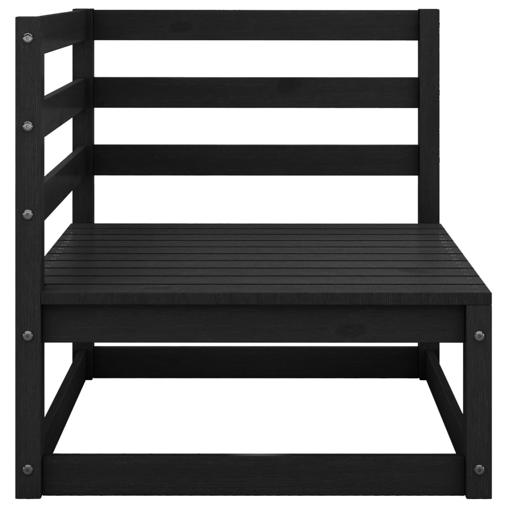 12 Piece Garden Lounge Set Black Solid Pinewood