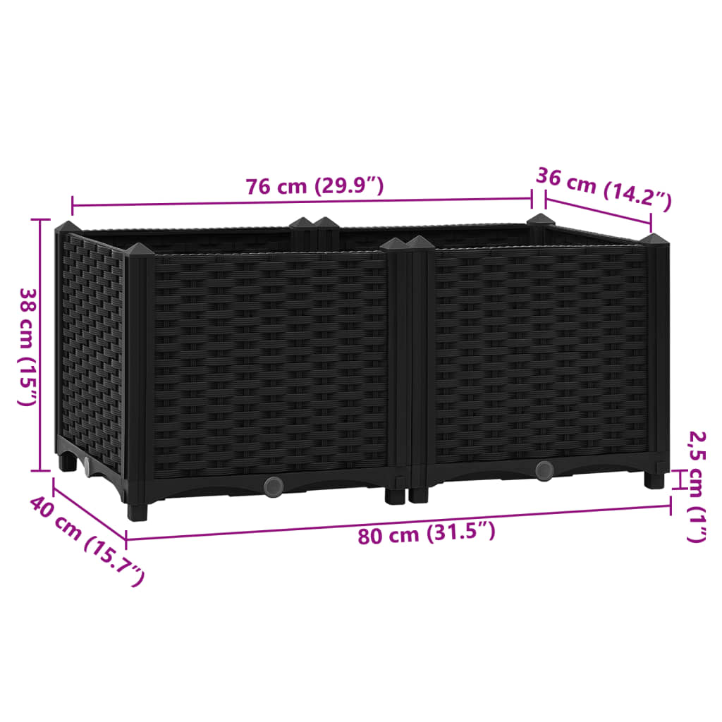 Raised Bed 80x40x38 cm Polypropylene
