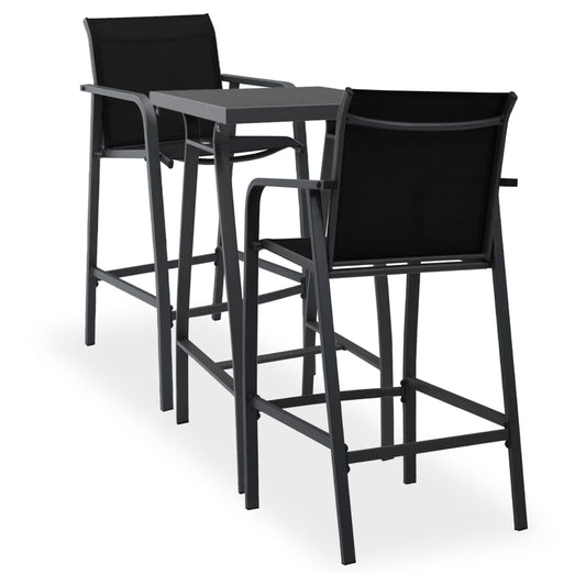 3 Piece Garden Bar Set Black
