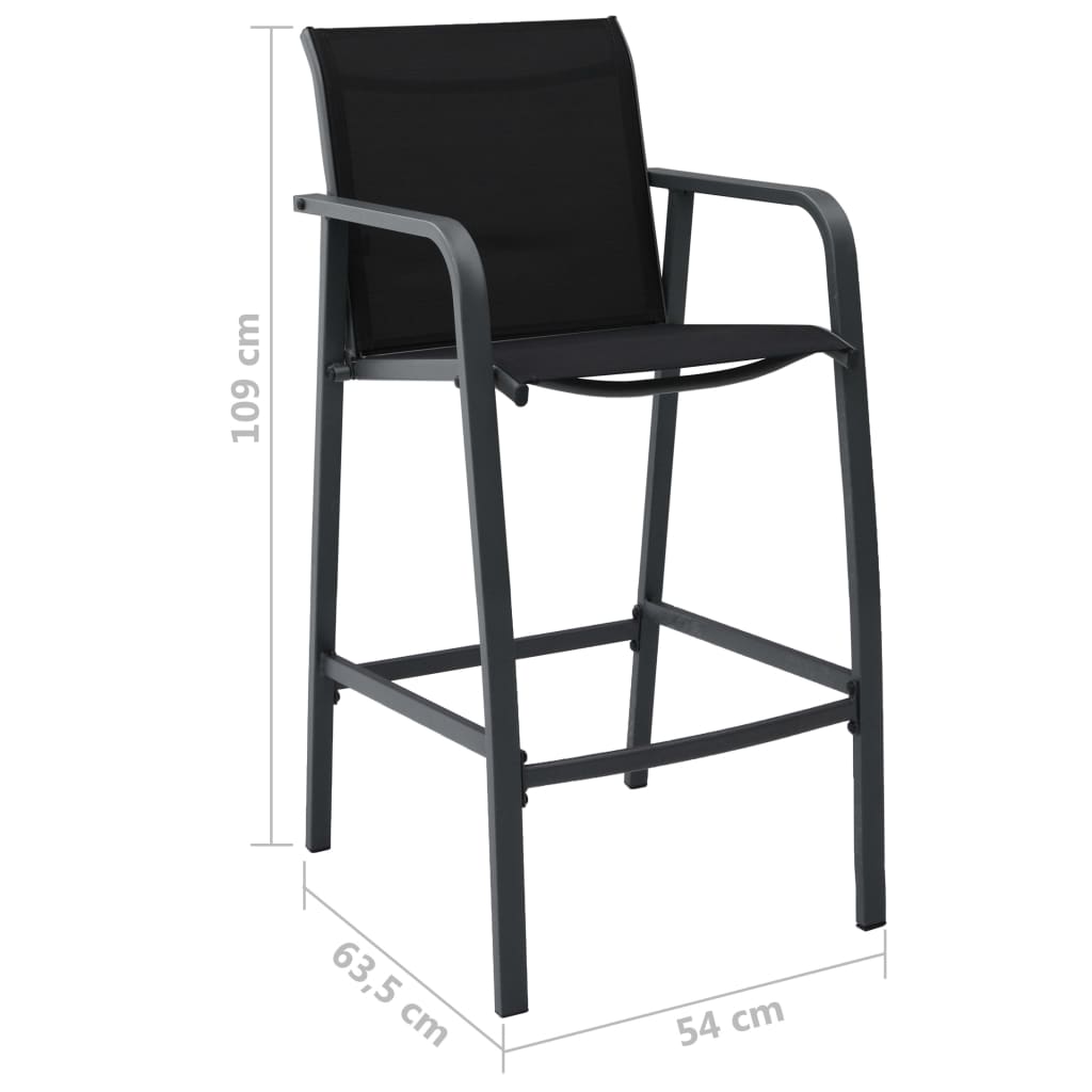 3 Piece Garden Bar Set Black