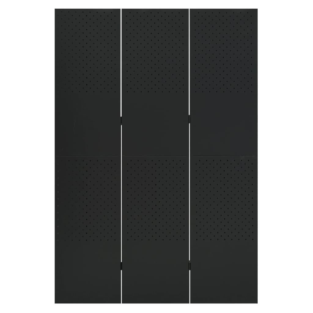 3-Panel Room Divider Black 120x180 cm Steel