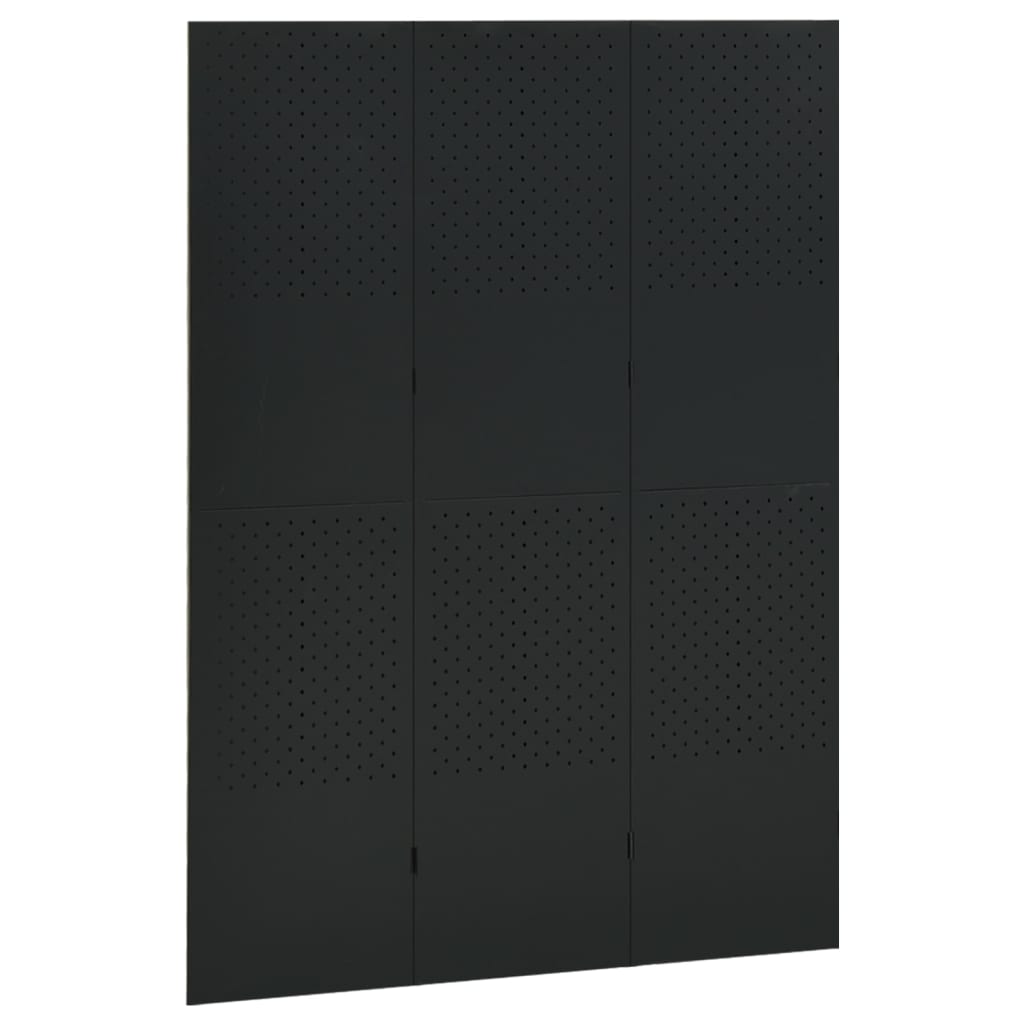 3-Panel Room Divider Black 120x180 cm Steel