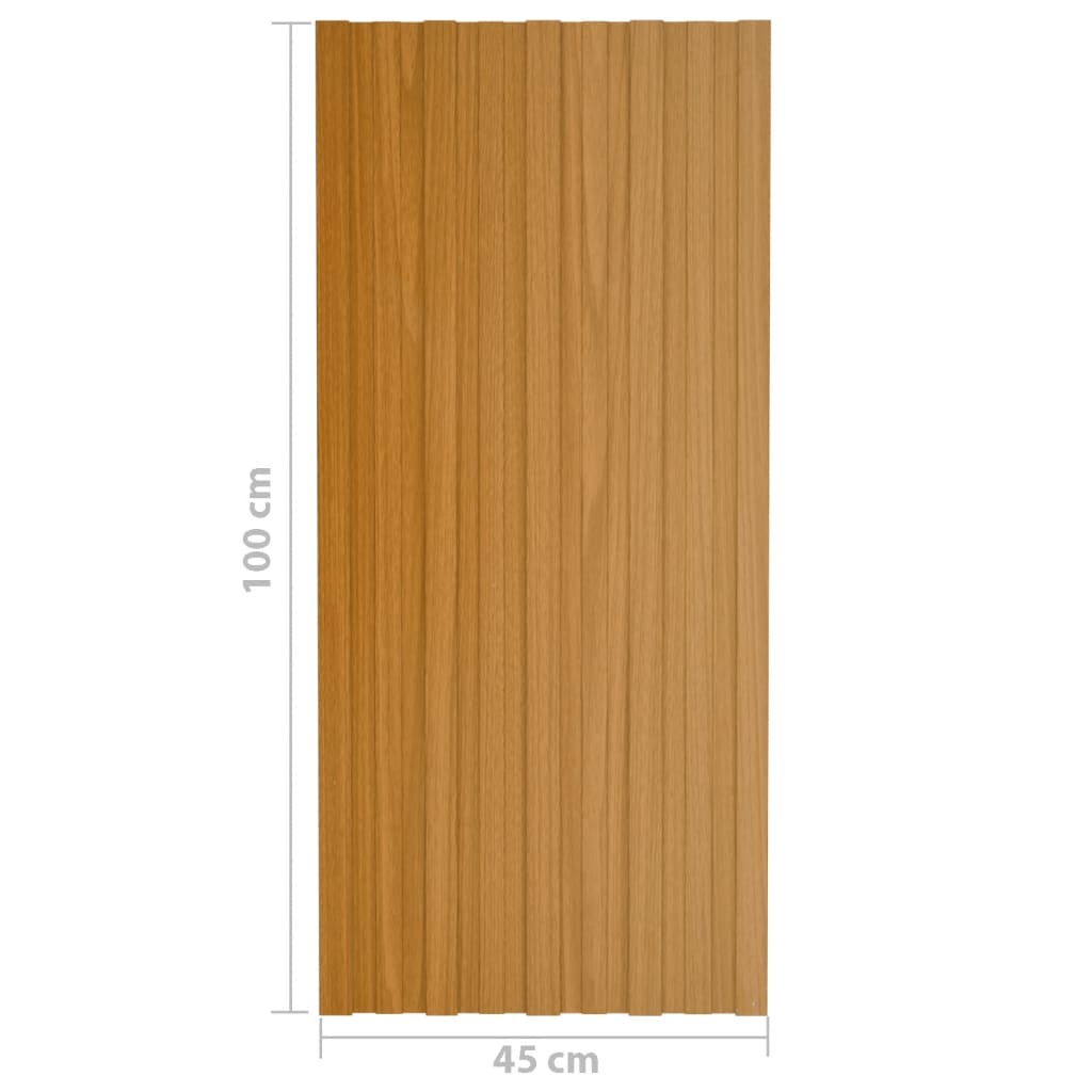 Roof Panels 36 pcs Galvanised Steel Light Wood 100x45 cm