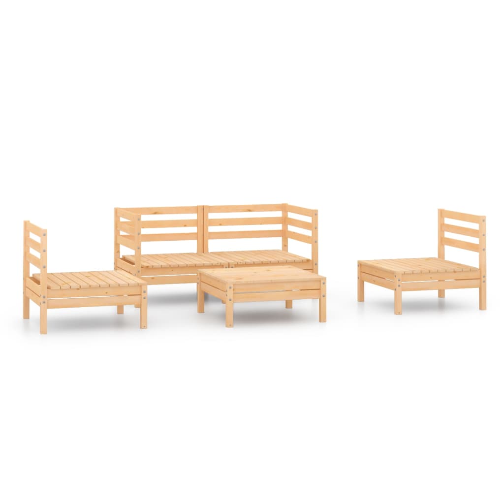 5 Piece Garden Lounge Set Solid Pinewood