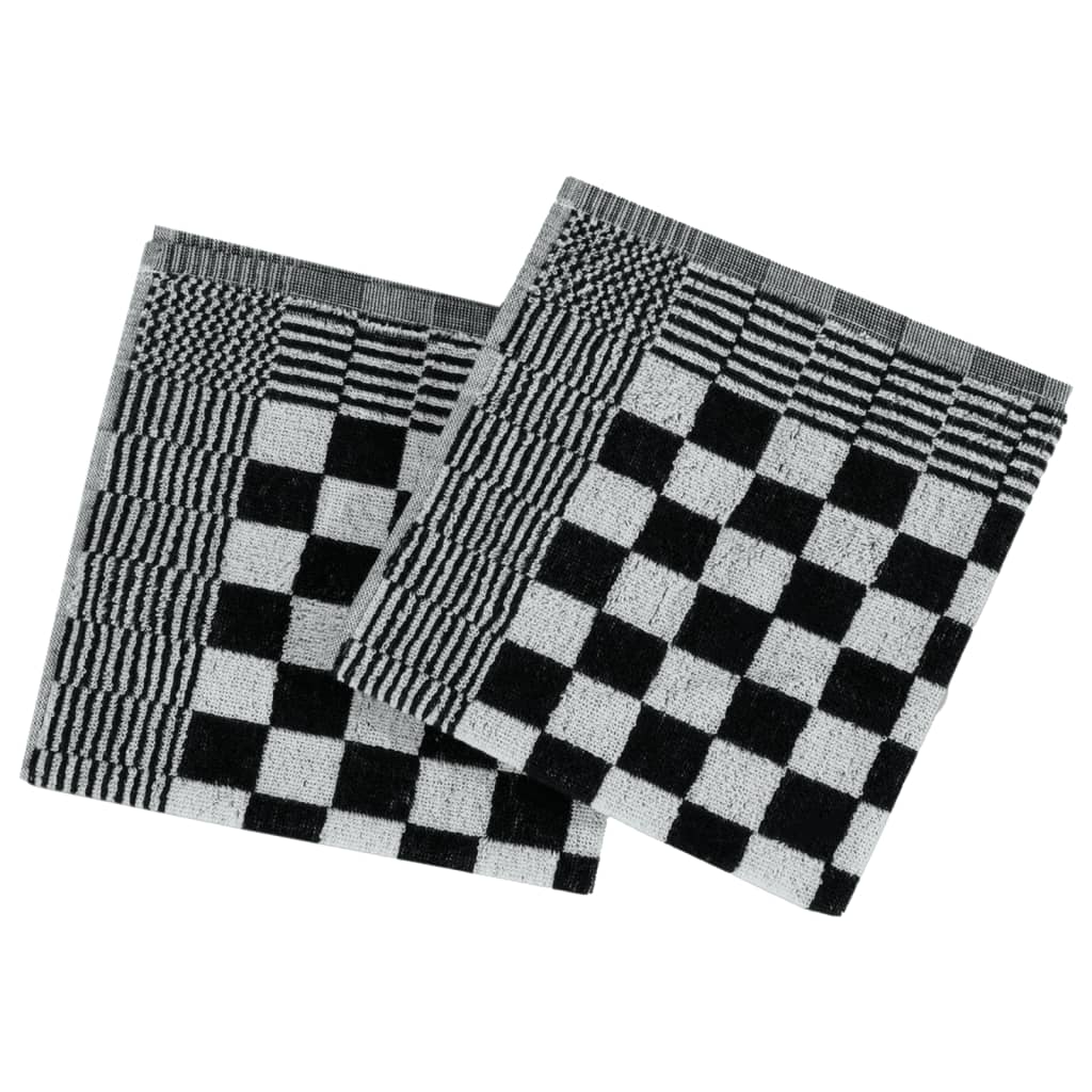 10 Piece Towel Set Black and White Cotton