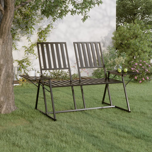 2-Seater Garden Bench 165 cm Black Steel