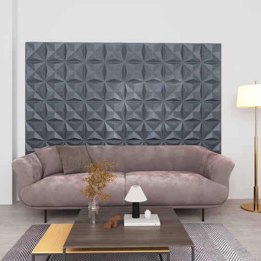 3D Wall Panels 48 pcs 50x50 cm Origami Grey 12 m²