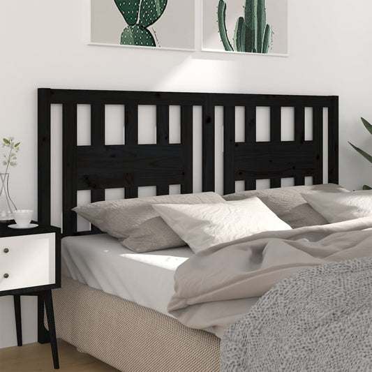 Headboard Black 166x4x100 cm Solid Wood Pine