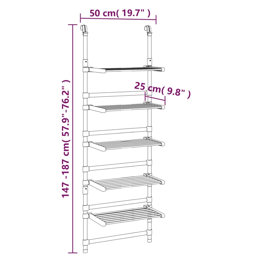 5-Tier Hanging Laundry Drying Rack Aluminium