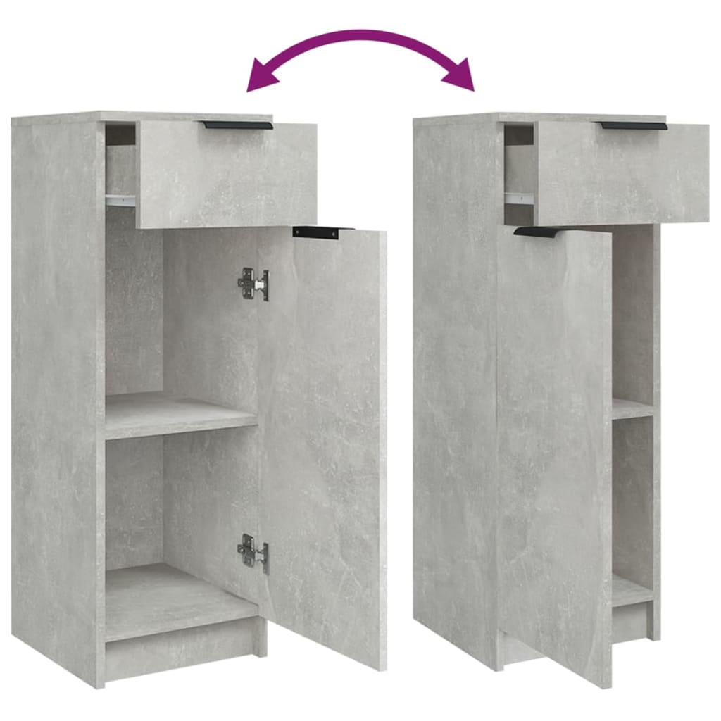 3 Piece Bathroom Cabinet Set Concrete Grey Engineered Wood