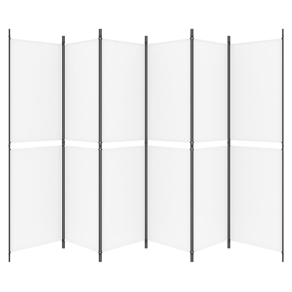 6-Panel Room Divider White 300x200 cm Fabric
