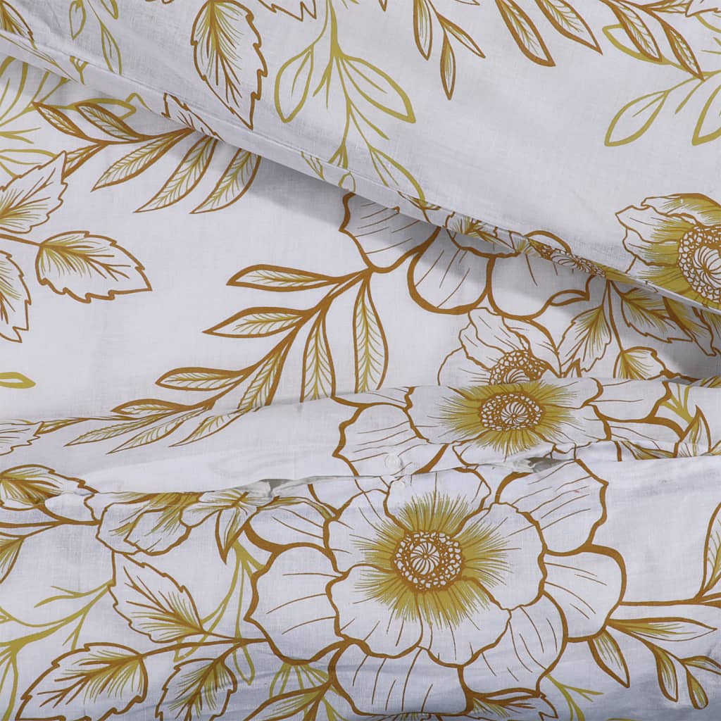 Duvet Cover Set White and Brown 220x240 cm Cotton