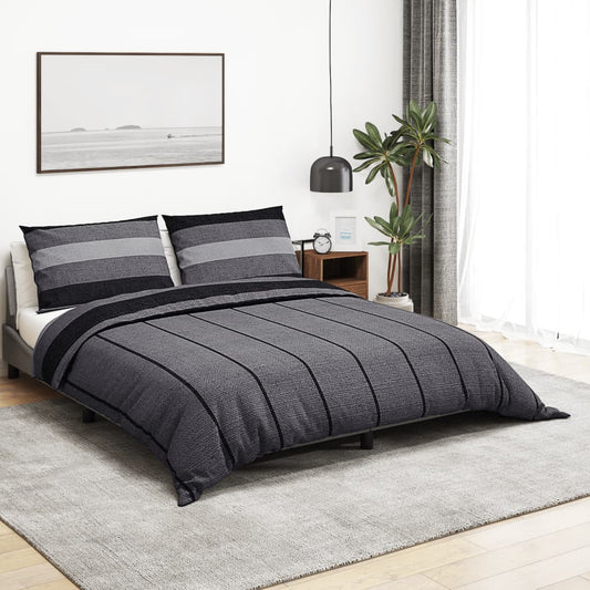 Duvet Cover Set Dark Grey 225x220 cm Cotton