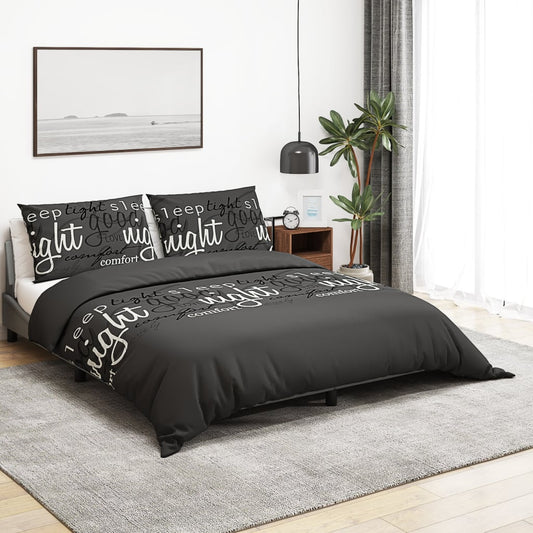 Duvet Cover Set Black 260x240 cm Cotton