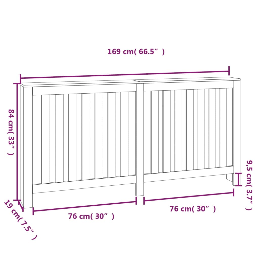 Radiator Cover White 169x19x84 cm Solid Wood Pine