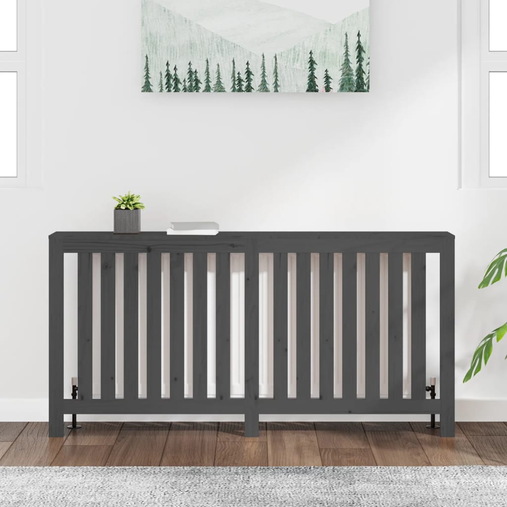 Radiator Cover Grey 169x19x84 cm Solid Wood Pine