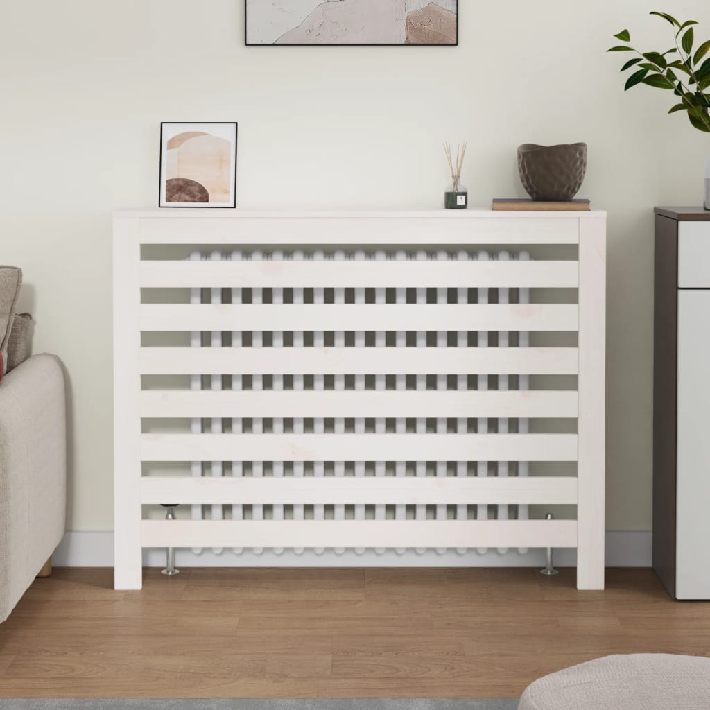 Radiator Cover White 108.5x19x84 cm Solid Wood Pine