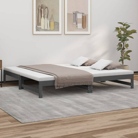 Pull-out Day Bed without Mattress Grey 2x(100x200) cm