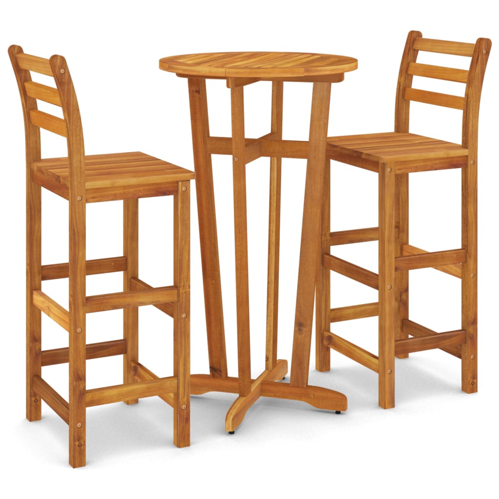 3 Piece Garden Bar Set Solid Wood  Acacia