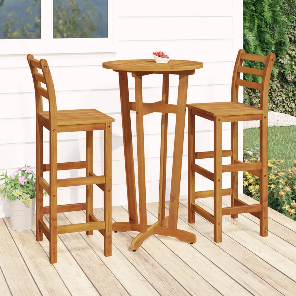 3 Piece Garden Bar Set Solid Wood  Acacia